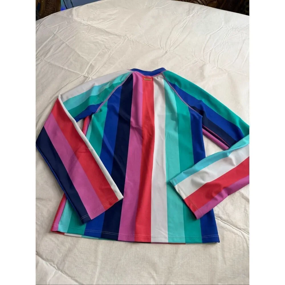 NWT Cabana Life Stripe Rash Guard UPF 50+ Girls Size 10 New